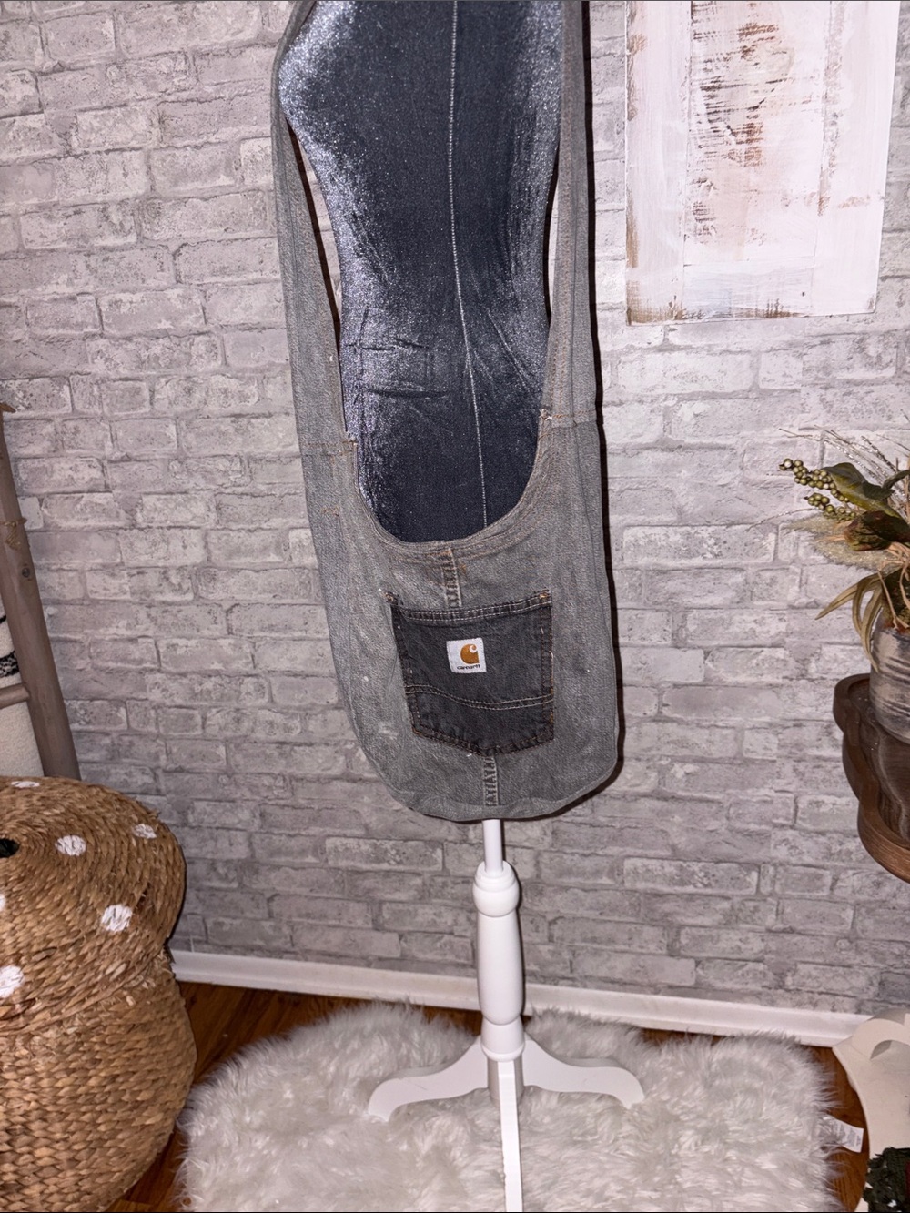 Carhartt Gray Denim Messenger Sling Bag with Front Pocket